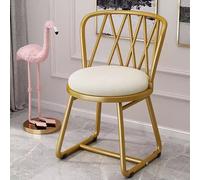 Silla de maquillaje multifuncional con respaldo, taburete de hierro forjado, diseño creativo de lazo para dormitorio, sala de estar, cocina, color blanco roto