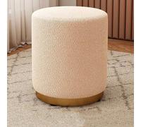 Silla de Maquillaje Redonda con reposapiés tapizado en Terciopelo y Base Dorada para un Asiento cómodo en la Sala de Estar y el Dormitorio.