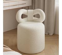 Silla de maquillaje tapizada sin brazos con respaldo y reposapiés redondo, cómodo taburete de tocador para dormitorio y sala de estudio