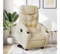 Silla de Masaje reclinable de pie de Tela Color Crema,Butaca Masajeadora Reclinable Eléctrica: Elevación, Vibración y Comodidad para Personas Mayores y Mobilidad Reducida Salón, Sillones