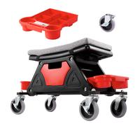 Silla de mecánico VEVOR, capacidad de 300 libras, con ruedas de 4", con tres bandejas deslizantes para herramientas y cajón, silla de rodillo de resistencia para garaje doméstico y automoción DIY