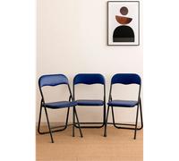 Silla de Metal Plegable Acolchada - 44 x 46 x 79 cm - Azul - CONJUNTO: Pack 2