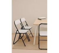 Silla de Metal Plegable Acolchada - 44 x 46 x 79 cm - Blanca - CONJUNTO: Pack 6