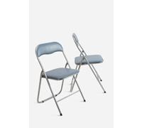 Silla de Metal Plegable Acolchada - 44 x 46 x 79 cm - Gris - CONJUNTO: Por Unidad