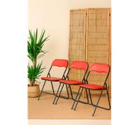 Silla de Metal Plegable Acolchada - 44 x 46 x 79 cm - Rojo - CONJUNTO: Pack 2