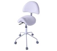 Silla de Montar Ajustable con Respaldo, Taburete de Montar Extra Alto de 65-80 Cm para Estilista/Higienista/Técnicos de Pestañas, Asiento Ergonómico para Salón de Oficina Dental (Blanco, Talla Única)