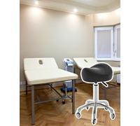 Silla de montar para clínica de masaje, silla giratoria con ruedas, taburete de oficina ergonómico de altura ajustable, tecnología de uñas/estilista con ruedas de deslizamiento suave (negro, talla úni