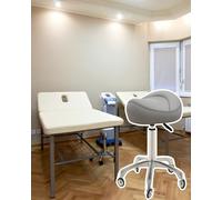 Silla de montar para clínica de masaje, silla giratoria con ruedas, taburete de oficina ergonómico de altura ajustable, tecnología de uñas/estilista con ruedas de deslizamiento suave (gris oscuro, tal