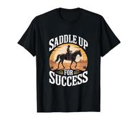 Silla de Montar para el éxito Western Cowboy Horse Camiseta gráfica económica, Hombre, Negro, XL