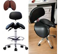 Silla de montar, taburete ergonómico de oficina con respaldo y reposapiés, silla giratoria de cuero PU que mejora la postura, taburete de escritorio de trabajo de pie for clínica/tatuaje(52-70cm (20.5