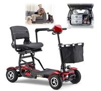 Silla De Movilidad De 4 Ruedas,Sillas De Ruedas,Scooters De Movilidad,Scooters De Movilidad Para Adultos,Scooter De Movilidad Plegable,Silla De Ruedas Eléctrica,Carga 150 Kg/330 Lb red,16a