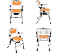 Silla de noche de altura ajustable, con un botón plegable para inodoro y ducha, diseño multifuncional de silla de ruedas