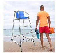 Silla de observación de acero inoxidable con agujero para paraguas, silla de árbitro de 1,8 m de alto para playa, piscina, cancha de tenis, asiento que salva vidas