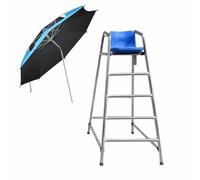Silla de observación de respaldo alto con paraguas, soporte salvavidas de acero inoxidable duradero para una mayor visibilidad en piscinas, parques acuáticos y playas