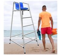 Silla de observación de salvavidas para parque acuático, piscina, observación de acero inoxidable con agujero de fijación para paraguas, 1,8 m de alto, para playa, piscina, cancha de tenis, árbitro