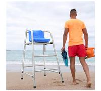 Silla de observación salvavidas, silla de acero inoxidable con agujero de fijación para paraguas, 6 pies de alto para piscinas y canchas de tenis