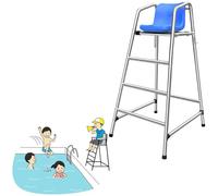 Silla de observador para piscina y cancha de tenis, silla profesional de rescate y árbitro de acero inoxidable con gancho y agujero para parasol