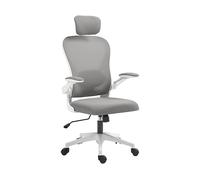 HOMCOM Silla de Oficina Giratoria Silla de Escritorio de Malla Transpirable con Altura Ajustable Reposacabezas y Soporte Lumbar Ajustables Silla de Despacho Basculante Carga 120 kg Gris