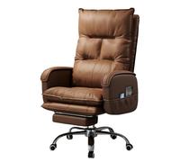 Silla de oficina ajustable con respaldo, bolsillos laterales de ángulo reclinable ancho y reposapiés, ideal para oficina en casa y sala de estar (color café)