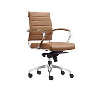 Silla de oficina Cádiz con mecanismo basculante síncrono, en 3 (piel, coñac)
