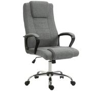 Silla de Oficina con Respaldo Alto Giratoria 360° Altura Ajustable Función de Inclinación Lino 54x62x110-119 cm Gris Aosom España