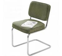 Silla De Oficina con Respaldo Medio Sillas Tapizadas De Reunión Silla Auxiliar Sin Brazos con Base En Forma De Trineo Sillas De Escritorio Ejecutiva con Asiento Acolchado(Green A)