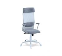 Silla de oficina con respaldo transpirable 109-119x64 cm Neil Gris Pearl - Blanco