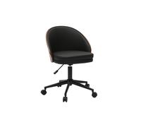 Silla de oficina con ruedas negra, madera oscura y metal TUCSON