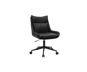 Silla de oficina con ruedas negra y madera oscura BLAISE