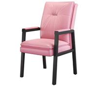 Silla De Oficina con Soporte Lumbar Sillas Ergonómicas De Cuero Silla Moderna con Brazos Y Patas Metálicas Cómodas Sillas De Lectura para Salón, Dormitorio Y Hogar(Roze)