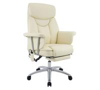 Silla de oficina dahra con funcion de masaje cuero auténtico crema 66x78x114 cm