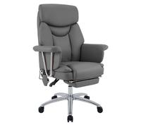 Silla de oficina dahra con funcion de masaje cuero auténtico gris 66x78x114 cm
