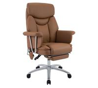 Silla de oficina dahra con funcion de masaje cuero auténtico marrón 66x78x114 cm