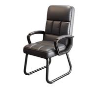 Silla de oficina de cuero con brazos acolchados y base sólida, color gris, ideal para recepción, sala de conferencias, vestíbulo, oficina en casa y dormitorio