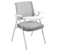 Silla de oficina de malla con escritorio incorporado para adultos - Silla ergonómica plegable con tablero de escritura, respaldo con estructura metálica y mesa para salas de conferencias, reuniones y