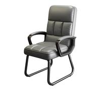 Silla de oficina de piel con reposabrazos acolchados y base resistente, ideal para recepción, sala de conferencias, vestíbulo, hogar, oficina, escritorio para ordenador, dormitorio, color plateado