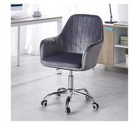 Silla de oficina de terciopelo ajustable, silla giratoria para el hogar y el estudio, silla de escritorio ergonómica, elegante silla decorativa en color gris