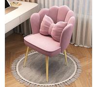 Silla de oficina de terciopelo rosa con respaldo, cómodo taburete de mediados de siglo, almohadilla acolchada suave, elegante taburete de maquillaje para mujeres y niñas, decoración de dormitorio y