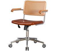 Silla de oficina de verano transpirable y cómoda de ratán tejido, silla ejecutiva de fácil cuidado (naranja-rojo)