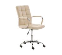 CLP Silla De Oficina Deli V2 En Cuero Sintético | Silla Ejecutiva Giratoria & Regulable En Altura I Silla De Escritorio con Ruedas, Color:Crema