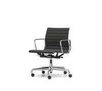 Silla de Oficina EA118 con Mecanismo Giratorio, Reposabrazos E Inclinación, Estructura de Cuero Negro y Cromo