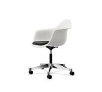 Silla de Oficina Eames Plastic PACC con Asiento Acolchado y Giratoria Negro/ Blanco