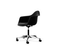 Silla de Oficina Eames Plastic PACC con Asiento Acolchado y Giratoria Negro/ Negro Profundo
