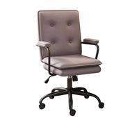 Silla de Oficina ejecutiva con Respaldo Alto de Cuero y reposabrazos, Respaldo ergonómico inclinable, Escritorio de computadora y Silla de Juego para Estudio en casa, Oficina, Patas en Gris