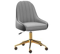 Silla de oficina ejecutiva ergonómica con escritorio giratorio de cuero con rueda reclinada silla de computadora más acolchada base dorada de la base dorada de la oficina de carreras moderna ajustable