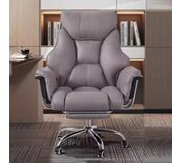 Silla de oficina ejecutiva ergonómica de alto respaldo con tapicería de cuero altura giratoria de látex ajustable acolchado de asiento cómoda silla de gran jefe para trabajo de tareas (gris/a)
