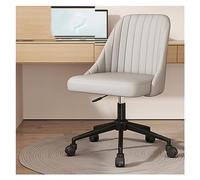 Silla de Oficina ejecutiva ergonómica sin Brazos, de Cuero sintético, con Base de Metal Resistente y Asiento Acolchado Grueso, Rueda giratoria Gris incluida.