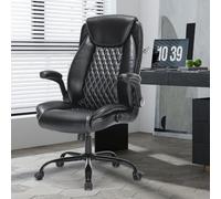 Silla de oficina ejecutiva resistente con diseño ergonómico, capacidad de peso de 300 libras, giro de 360°, altura ajustable, respaldo reclinable y reposabrazos abatibles para personas grandes y altas
