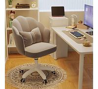 Silla de Oficina Elegante de Terciopelo Gris con Brazos - Escritorio de Maquillaje Ajustable y Ejecutivo para dormitorios - Diseño cómodo y Elegante de 60 x 71 x 81 cm