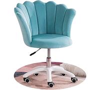 Silla de Oficina ergonómica Azul Claro con Asiento tapizado en Forma de pétalo, diseño Giratorio de Tela de Terciopelo, Elegante Silla de Escritorio para computadora para Uso doméstico y per
